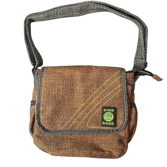 Dime Bags 11" Brown Hemp Mini Messenger - Tablet Sleeve, Smell Proof- Unisex - Picture 1 of 12